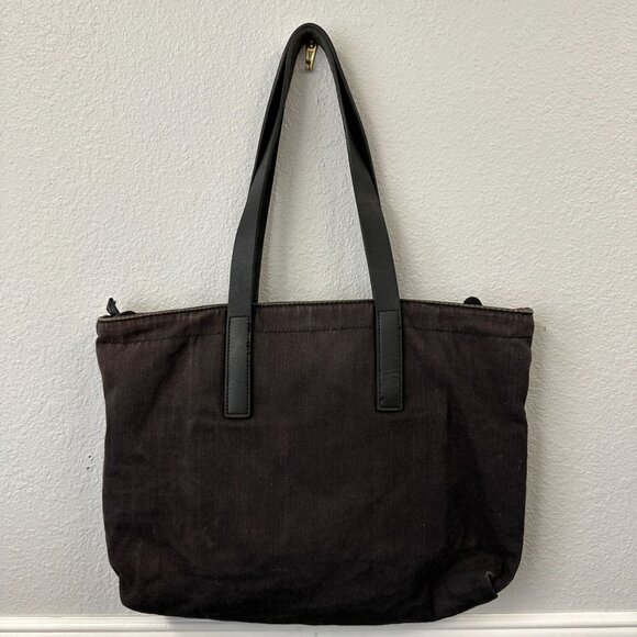 Everlane Gray Black Cotton Blend Tote Bag Purse Shoulder Distressed Flawed - Picture 3 of 9